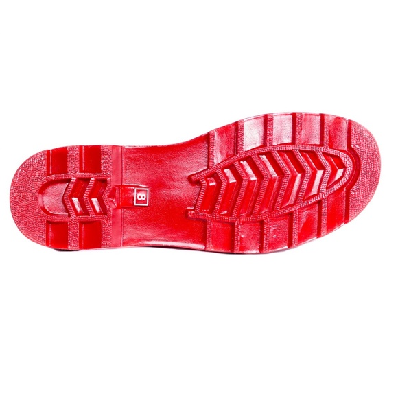 Women's Rainboots, Tall Rain Boots with Knit Cuff, #1807, Red - Picture 5 of 6